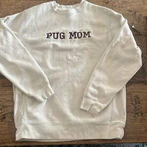 Embroidered Pug Mom thick heavy crewneck sweatshirt